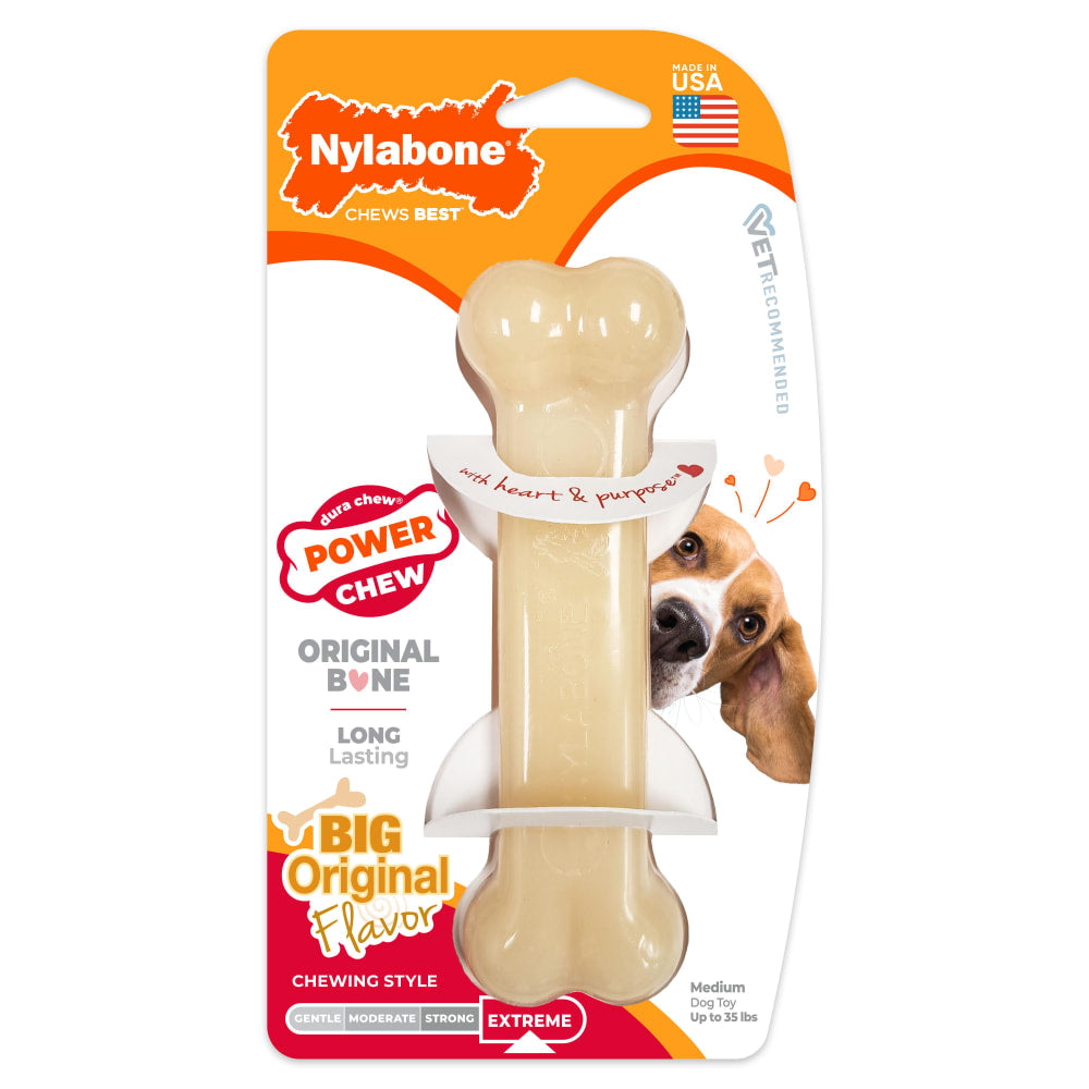 Nylabone Power Chew Original Bone Dog Chew Toy Wolf