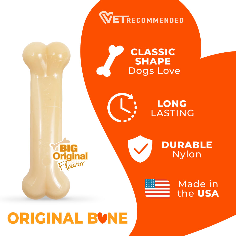 Nylabone Power Chew Original Bone Dog Chew Toy Wolf