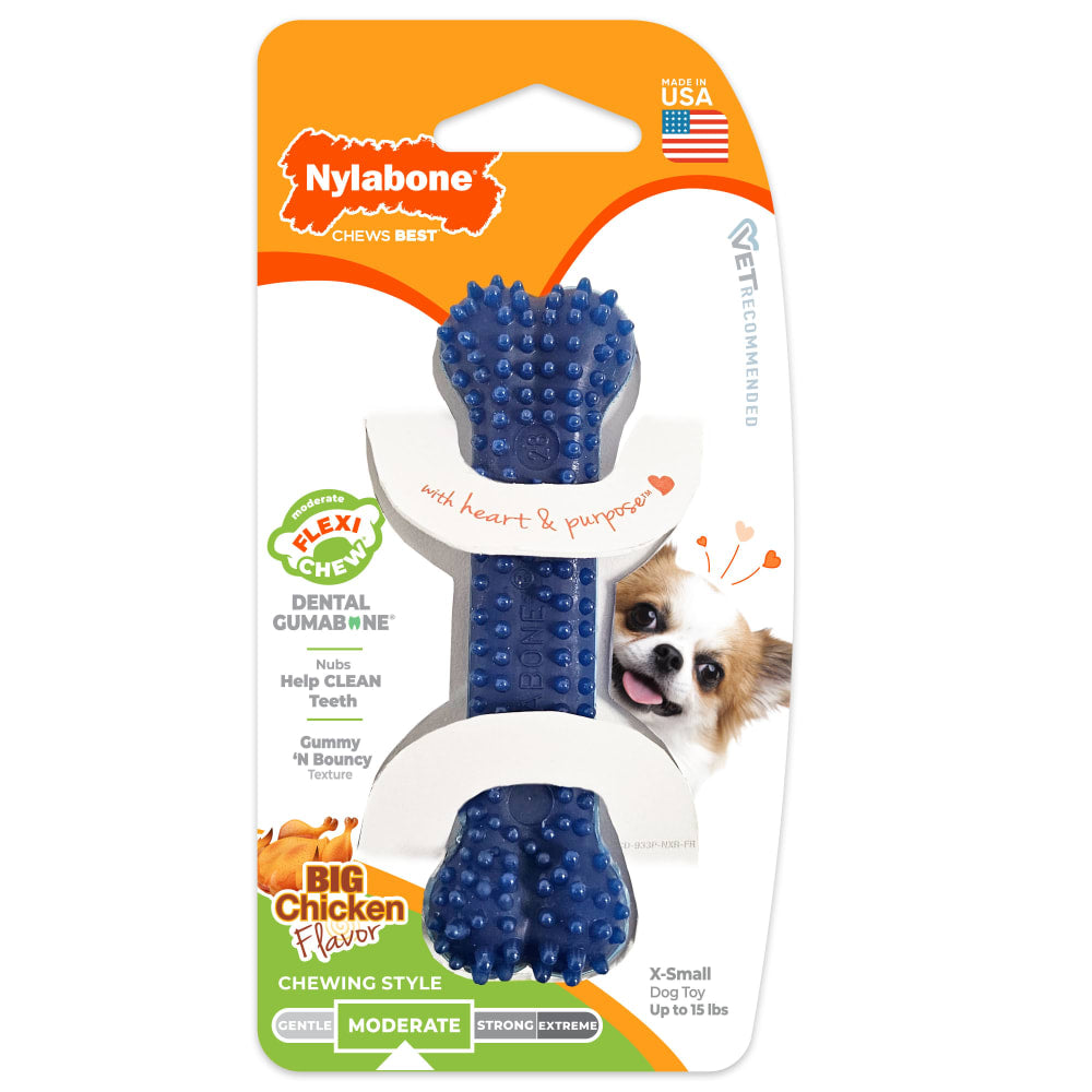 Nylabone Flexi Chew Gumabone Textured Dental Chicken Flavored Dog Chew Petite