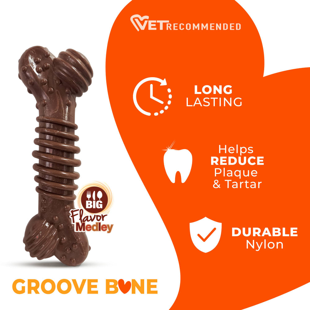 Nylabone Power Chew Groove Bone Medley Flavored Dog Chew Souper