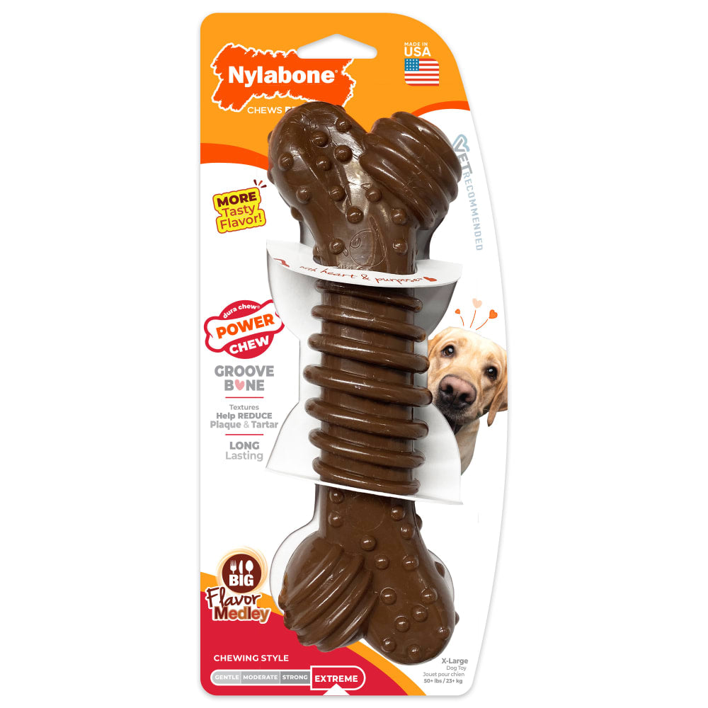 Nylabone Power Chew Groove Bone Medley Flavored Dog Chew Souper