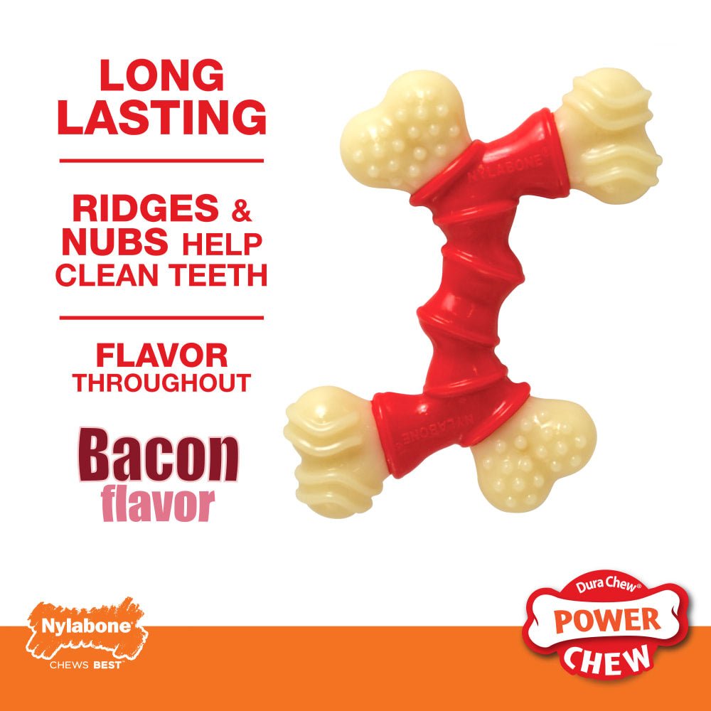 Nylabone Power Chew Double Bone Bacon Flavored Dog Chew Souper