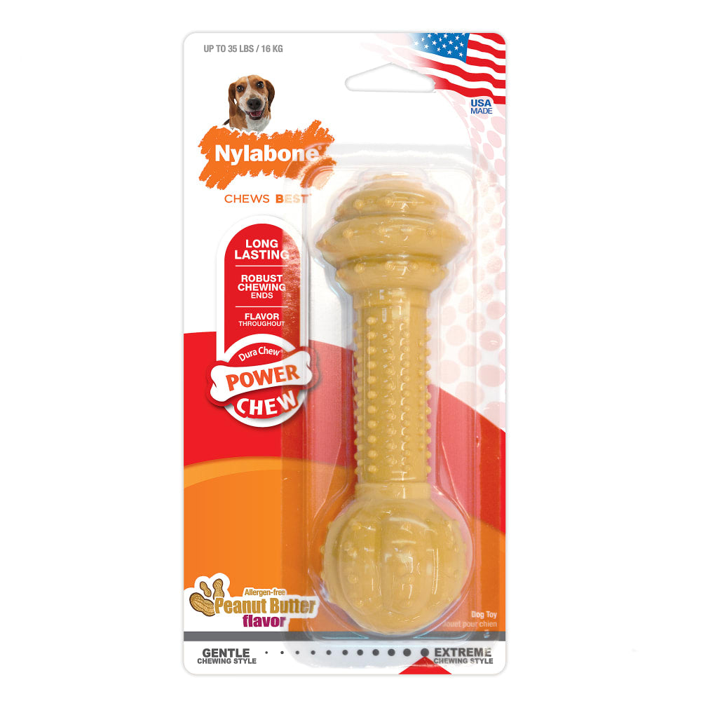 Barbell Power Chew Durable Dog Toy Wolf
