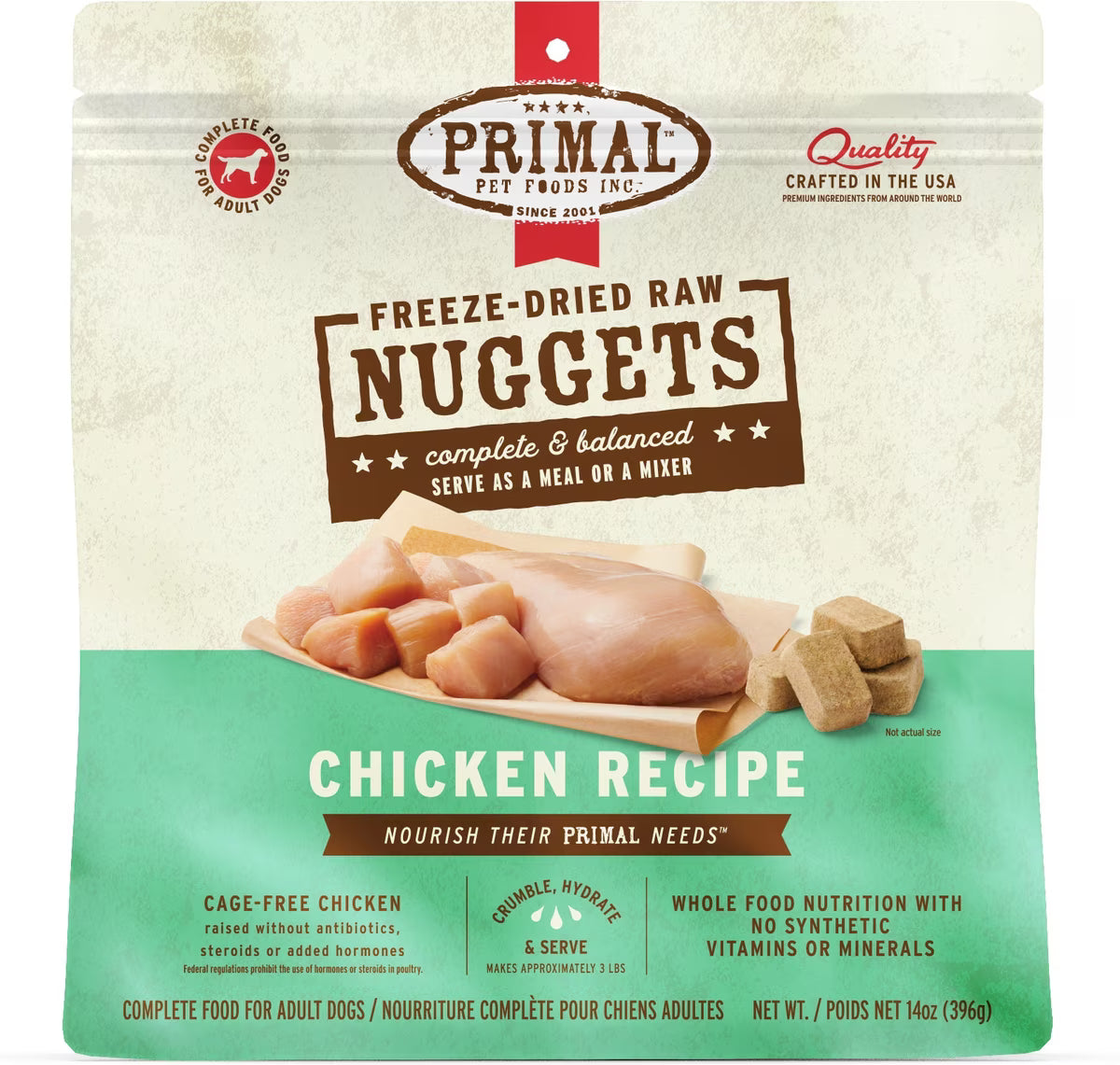 Primal Freeze-Dried Grain-free Chicken Nuggets for Dogs 14oz