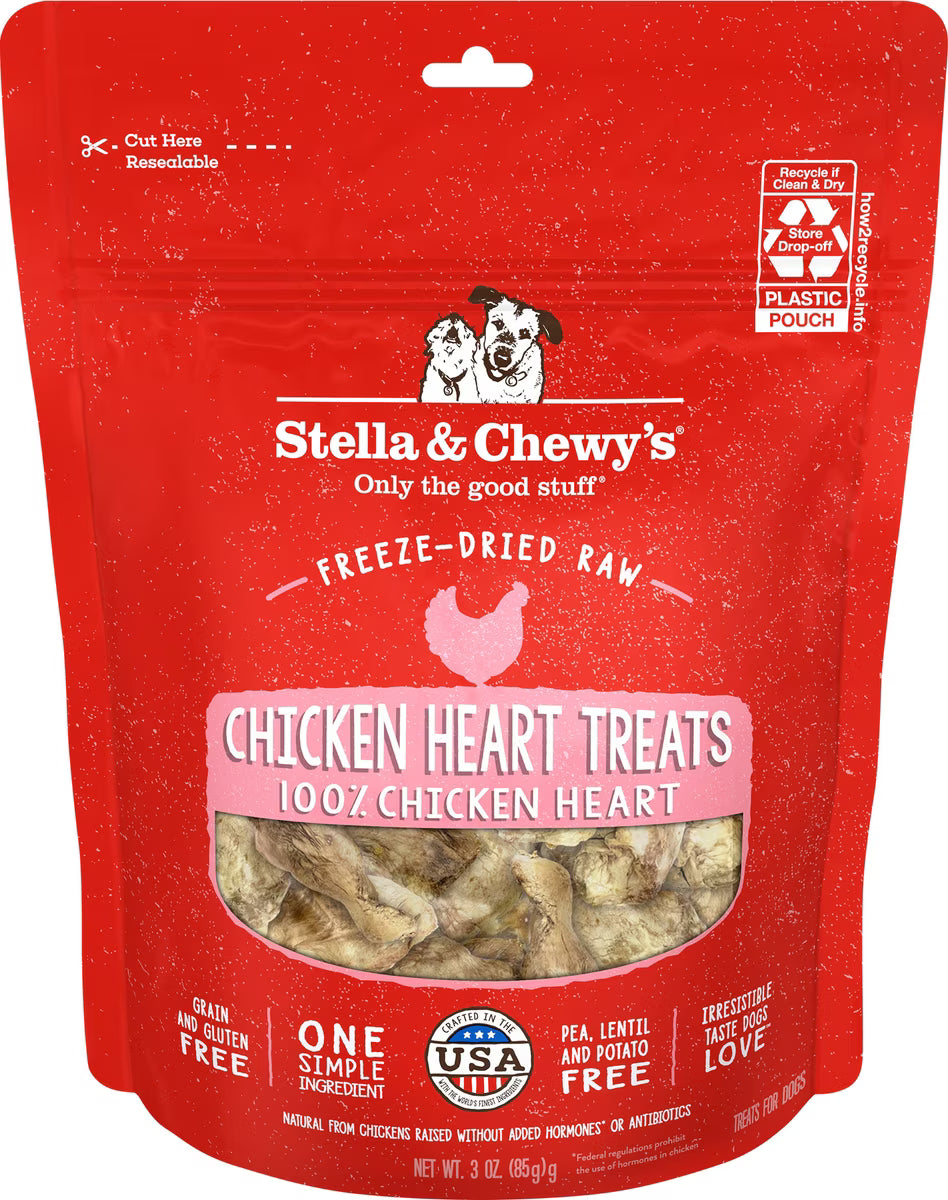 Stella & Chewy's Chicken Hearts Freeze-Dried Raw Dog Treats 3oz