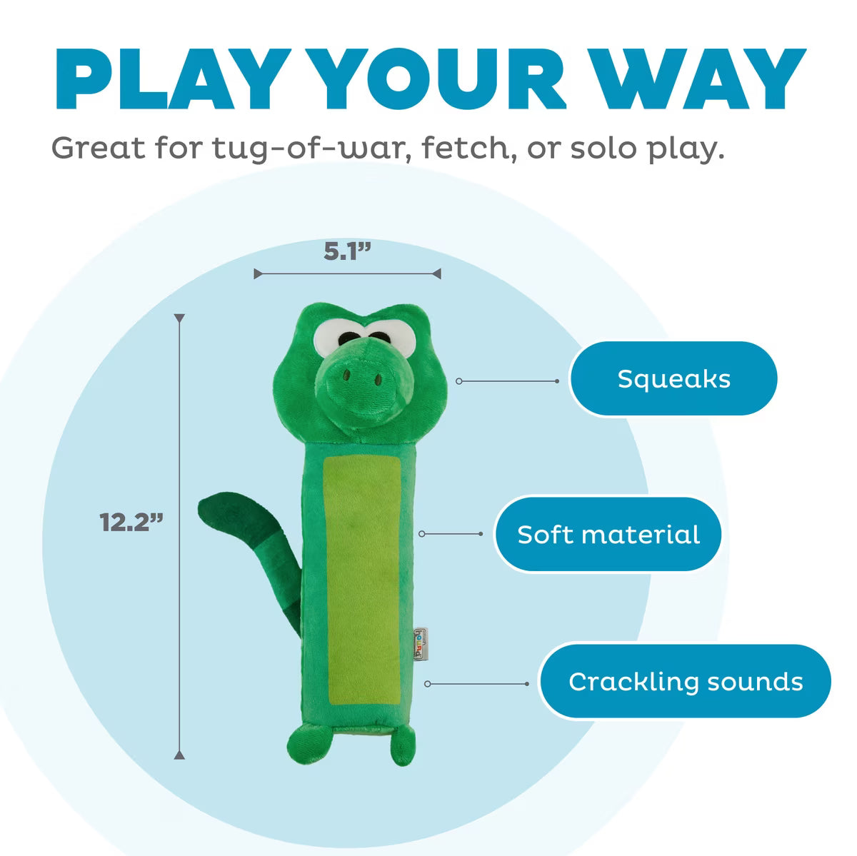 Outward Hound Bottle Bros Alligator Plush Squeaky & Crackle Dog Toy