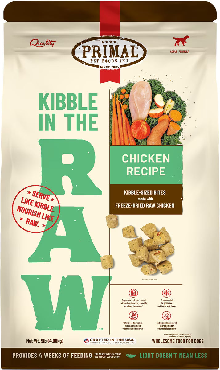 Primal Kibble in the Raw Chicken Recipe Non-GMO Freeze-Dried Dog Food 1.5lbs