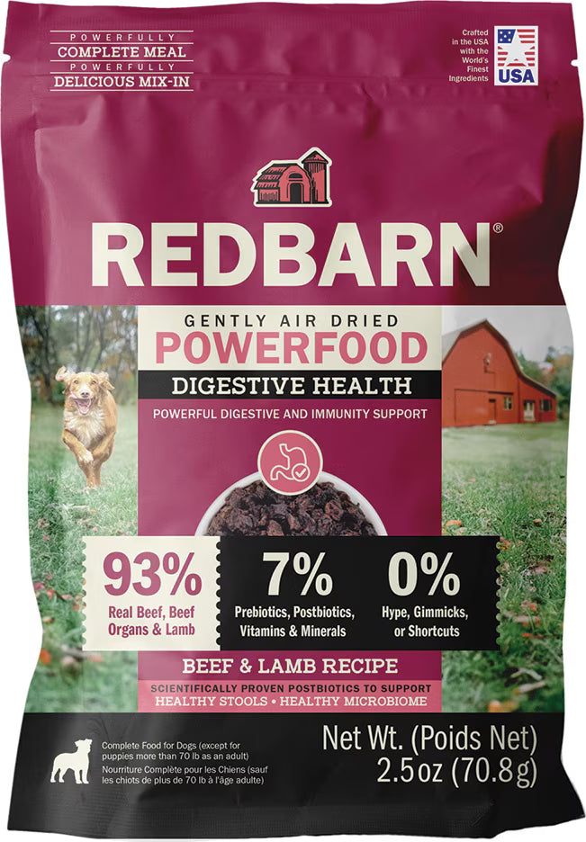 Redbarn Powerfood Digestive Health Beef & Lamb Gently Air Dried Dog Food 2.5oz