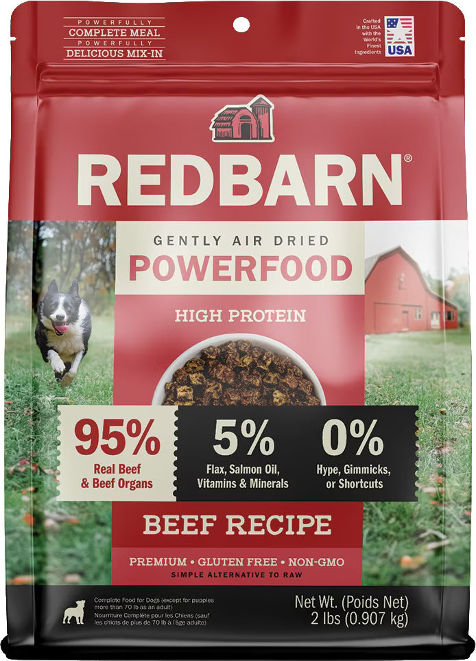 Redbarn Powerfood Beef High Protein Grain-Free Gently Air Dried Dog Food 2lb
