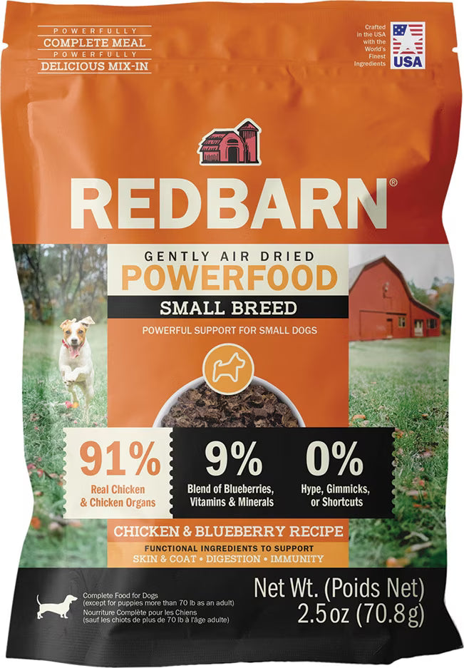 Redbarn Powerfood Small Breed Recipe Chicken & Blueberry Grain-Free Air Dried Dog Food 2.5oz