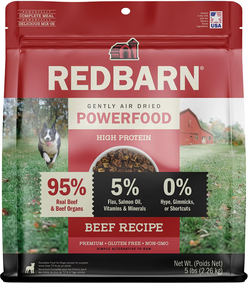 Redbarn Powerfood Beef High Protein Grain-Free Gently Air Dried Dog Food 5lb