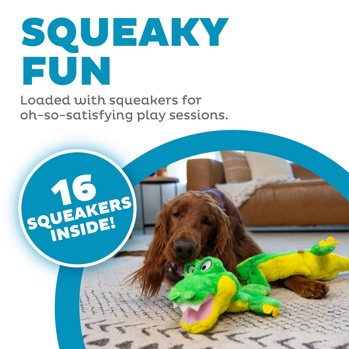 Outward Hound Durable Plush Squeaker Matz Gator Dog XL