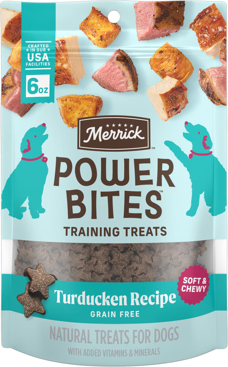 Merrick Power Bites Turducken Recipe Grain-Free Soft & Chewy Dog Treats 6oz