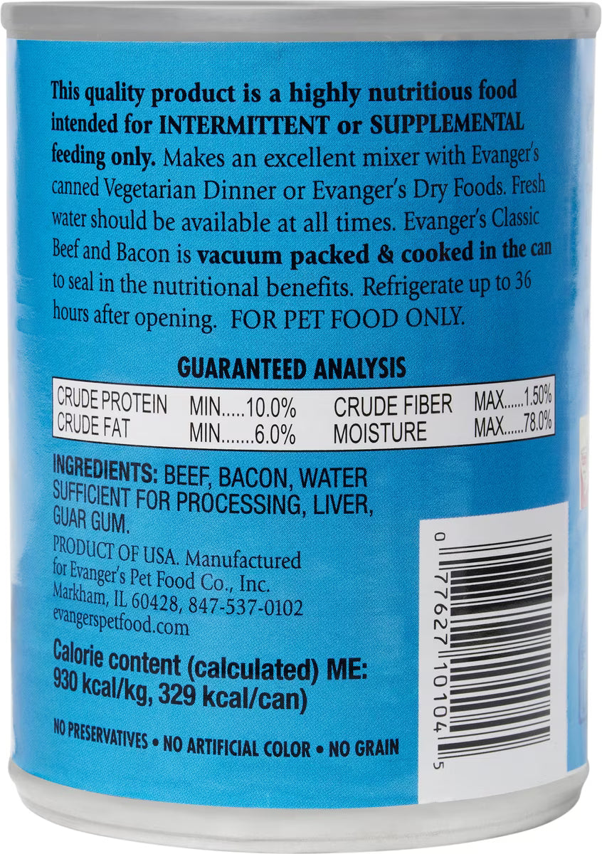 Evanger's Classic Beef & Bacon Grain-Free Canned Dog Food 13oz