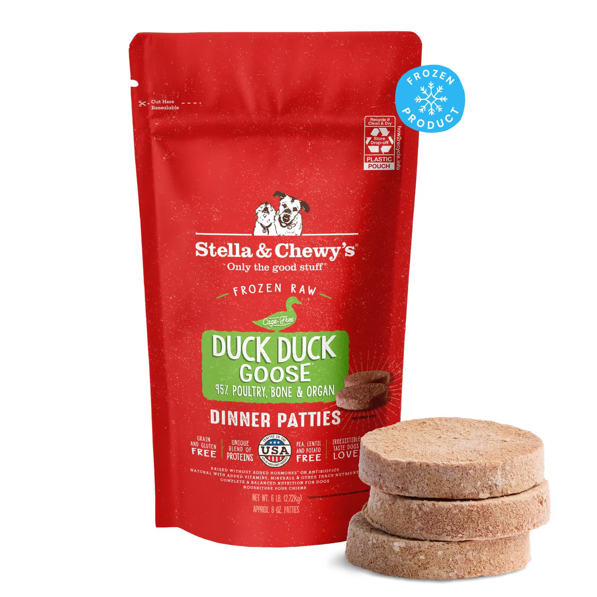 Stella & Chewy's Duck Duck Goose Patties Frozen Raw Dog Food 6lb