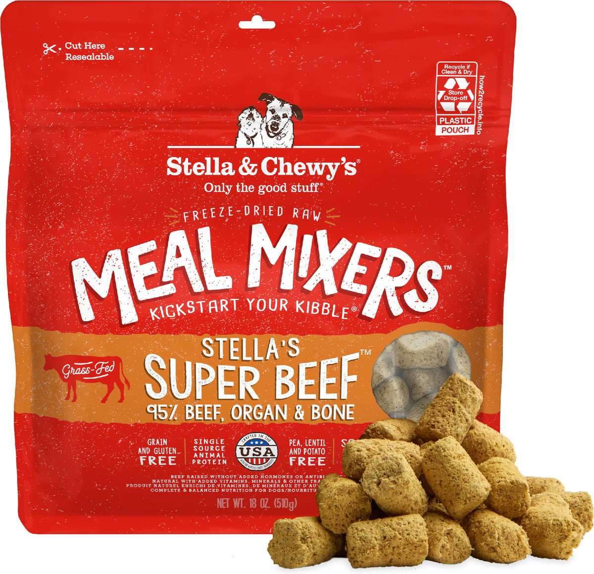 Stella & Chewy's Super Beef Meal Mixers Freeze-Dried Dog Food Topper 18oz