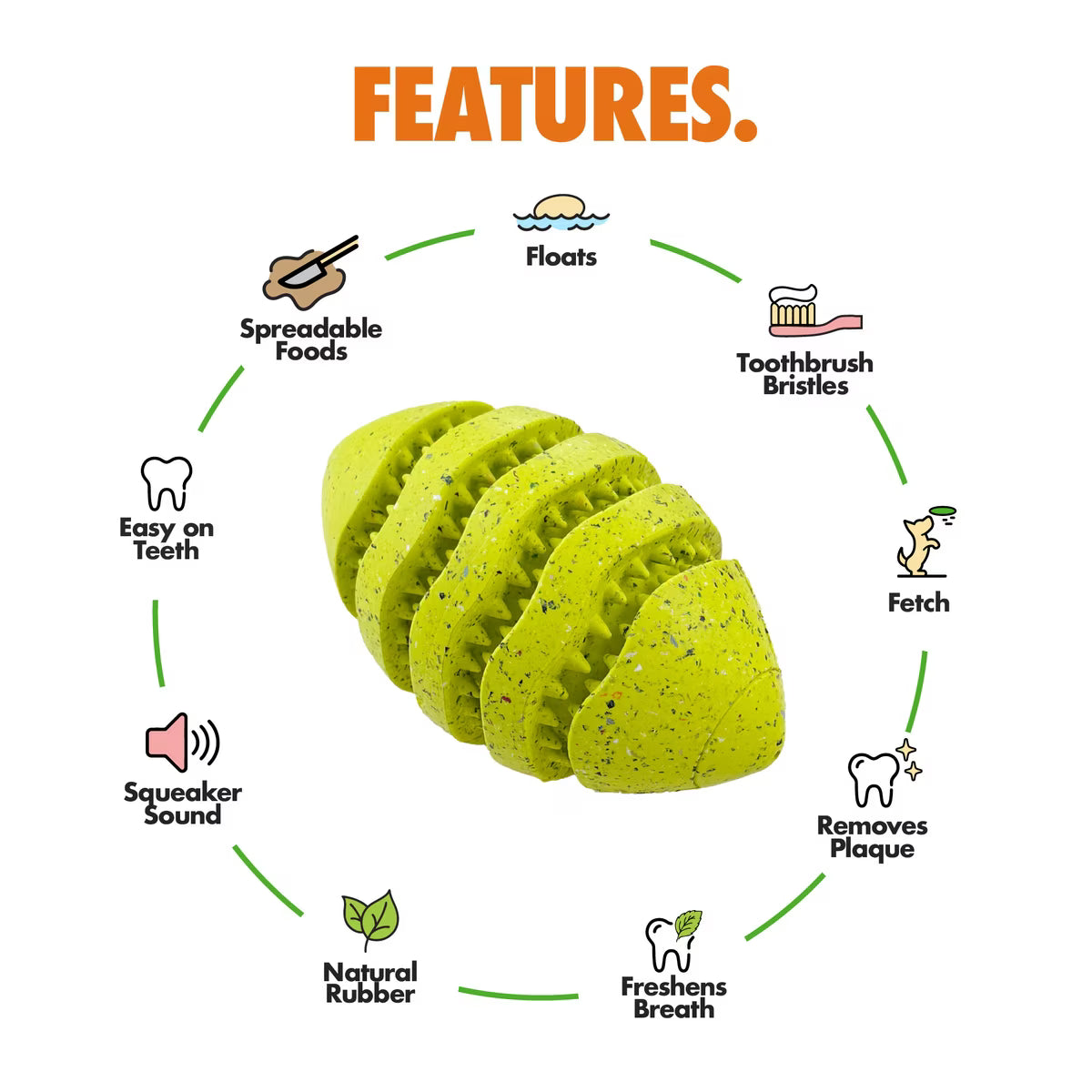 Arlee Home & Pet Max Fusion Made with Nike Grind Spiro Football Squeaky Dog Chew Toy