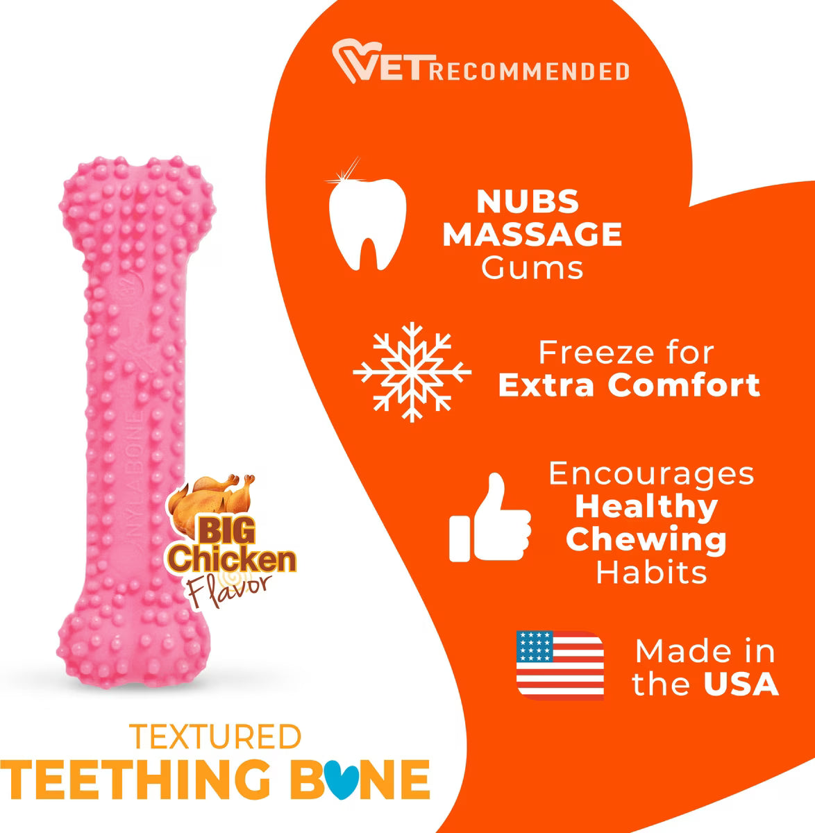 Nylabone Puppy Teething & Soothing Flexible Chicken Flavor Chew Toy XS