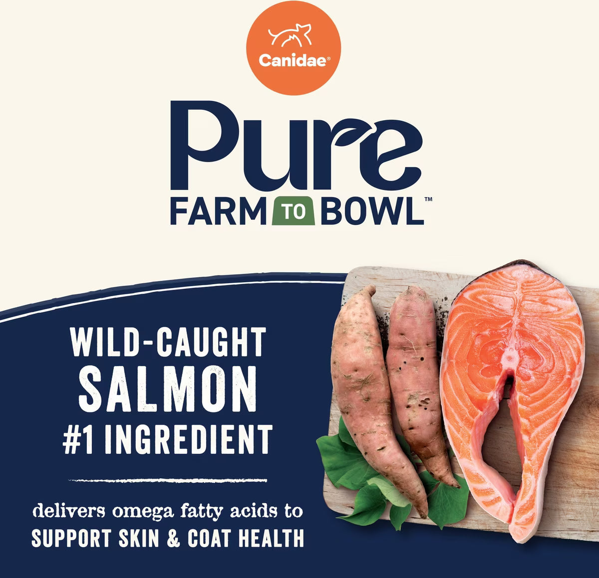 Canidae Pure Farm to Bowl Wild-Caught Salmon & Sweet Potato Recipe Dry Dog Food 22lb