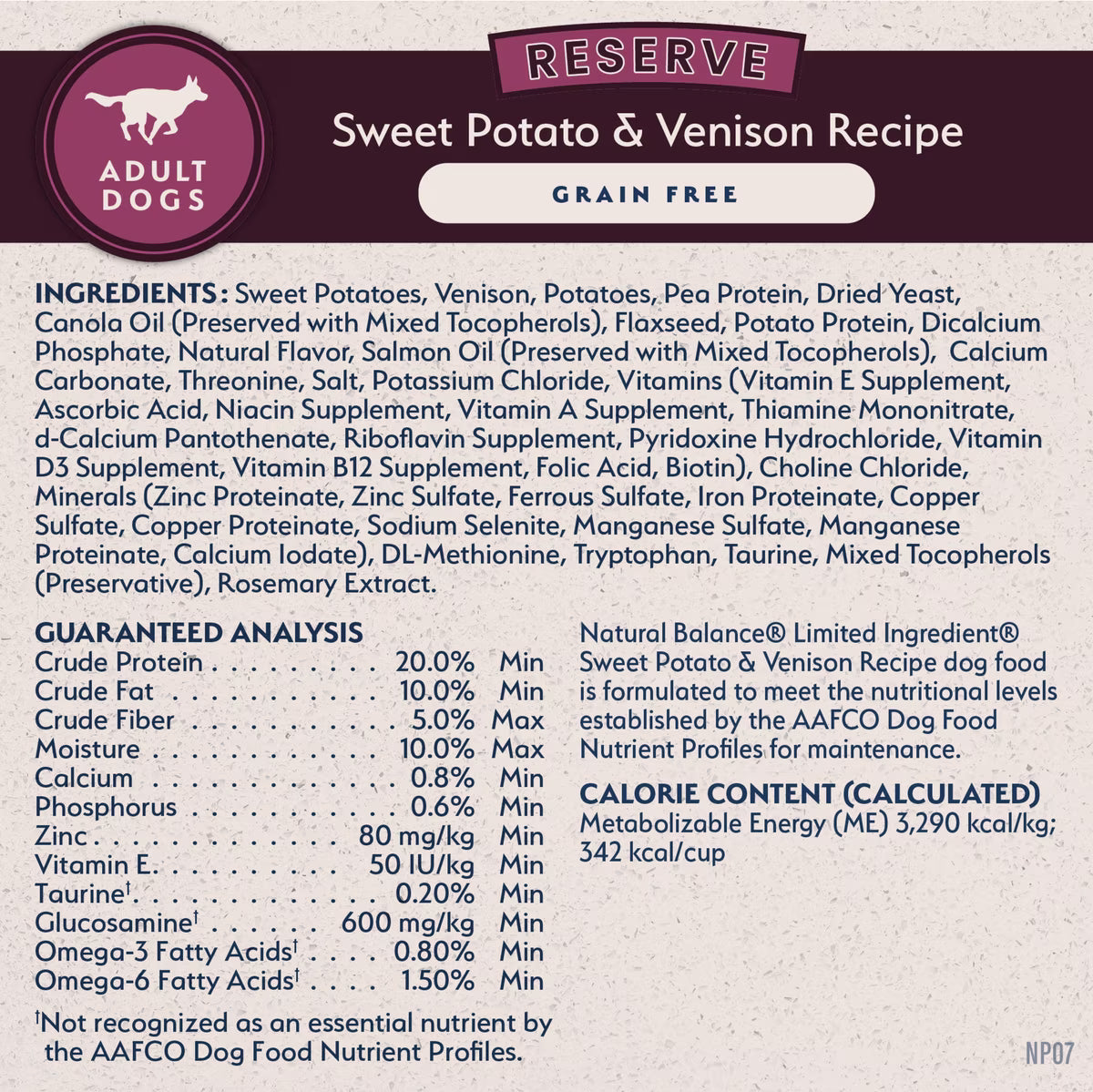 Natural Balance Limited Ingredient Grain-Free Sweet Potato & Venison Recipe Dry Dog Food 22lb