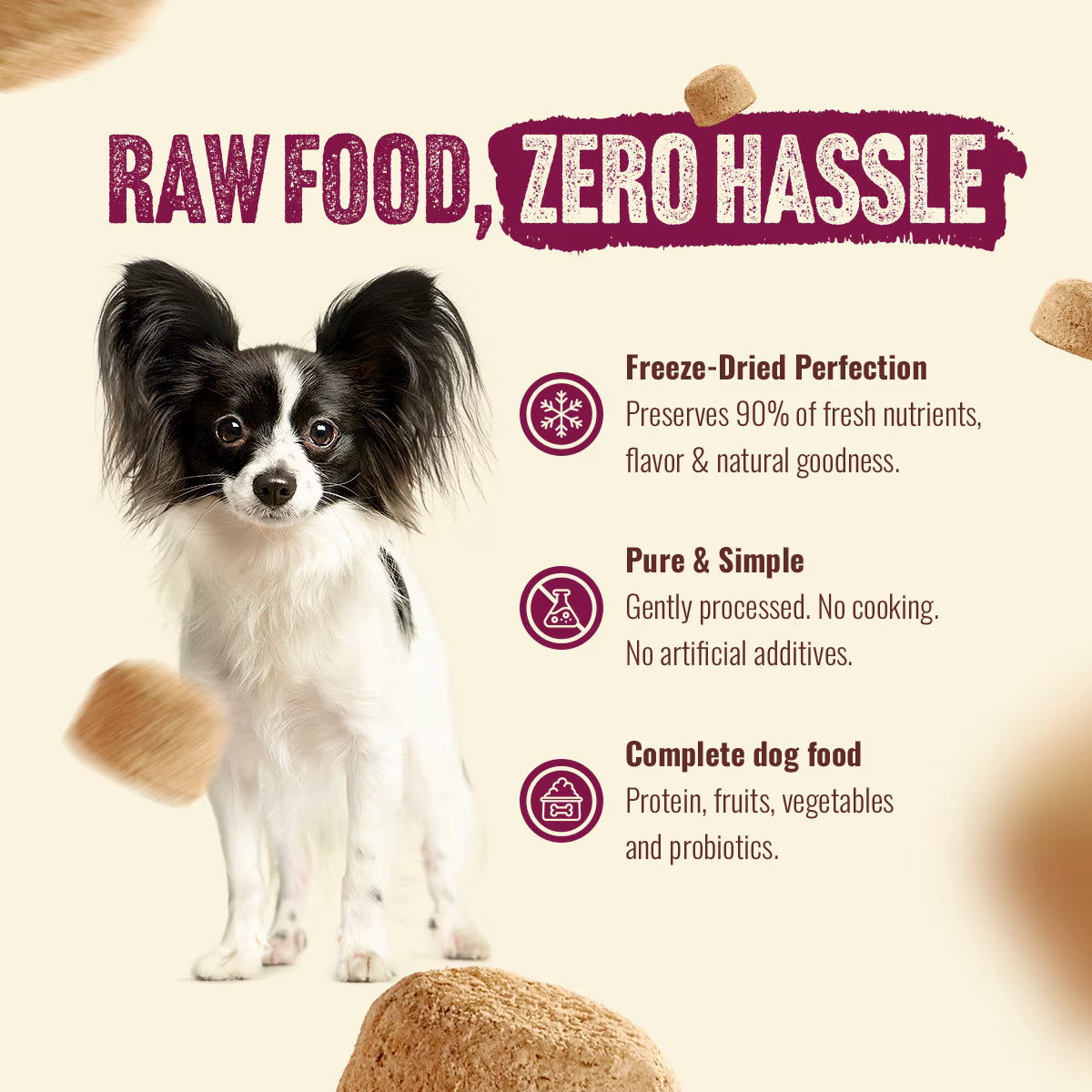 Natural Farm Beef Morsels Grain-Free Freeze-Dried Dog Food, 8-oz bag