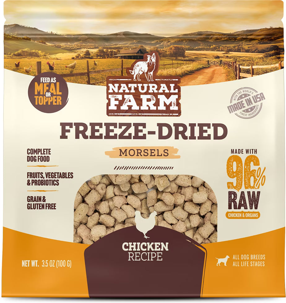 Natural Farm Chicken Morsels Grain-Free Freeze-Dried Dog Food, 3.5-oz bag