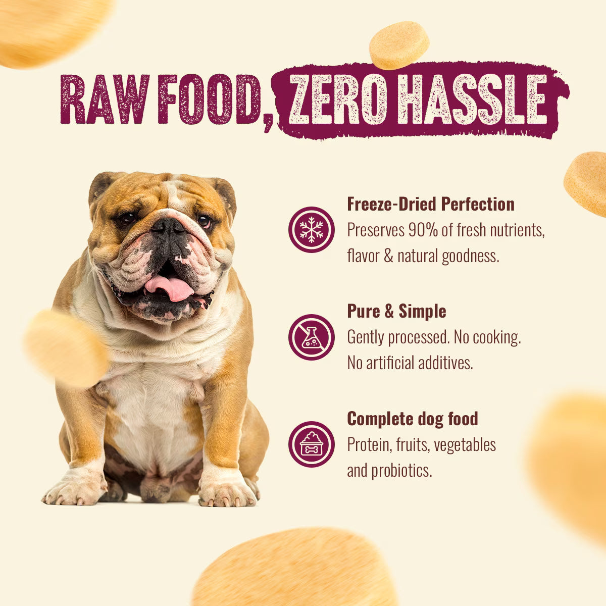 Natural Farm Beef Patties Grain-Free Freeze-Dried Dog Food 14OZ