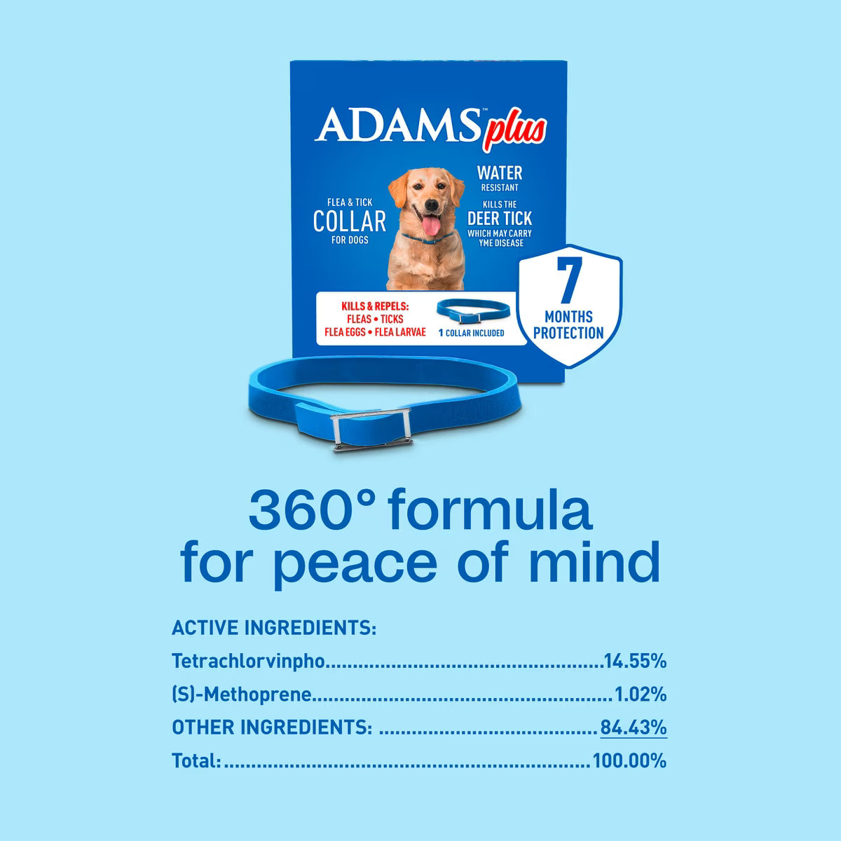 Adams Plus Flea & Tick Collar for Large Dogs 1ct 7 Month Supply