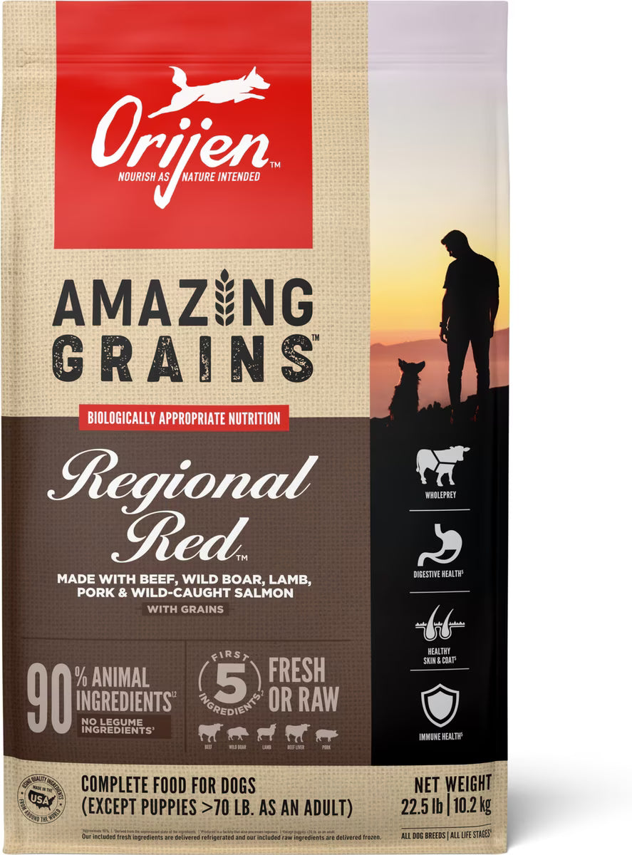 ORIJEN Amazing Grains Regional Red High-Protein Dry Dog Food 22.5