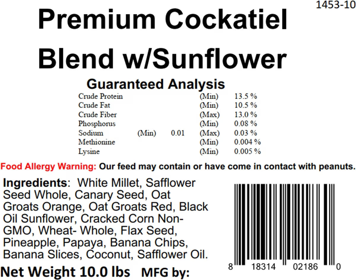 Bar-ALE Cockatiel with Sunflower Seeds Blend 10lb