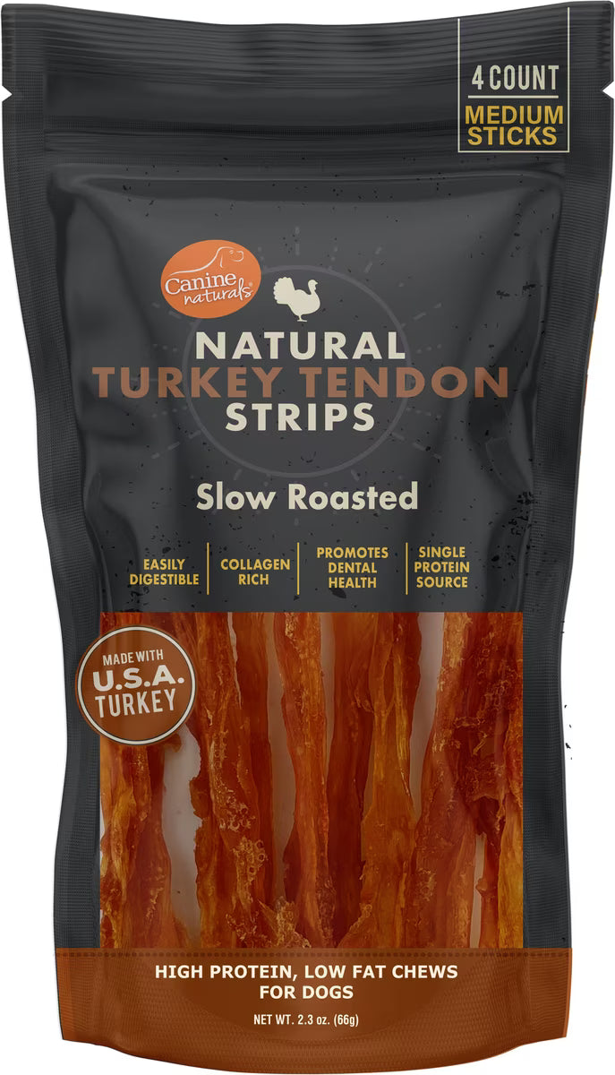 Canine Naturals Slow Roasted Turkey Tendon Strips Dog Chew Treats 3oz