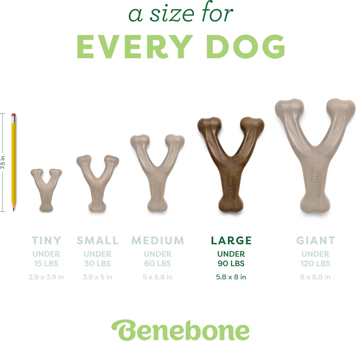 Benebone Wishbone Peanut Butter Flavored Durable Dog Chew Toy Large