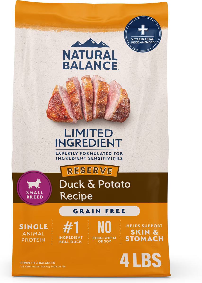Natural Balance Grain-Free Duck & Potato Small Breed Bites Recipe Dry Dog Food 4lb