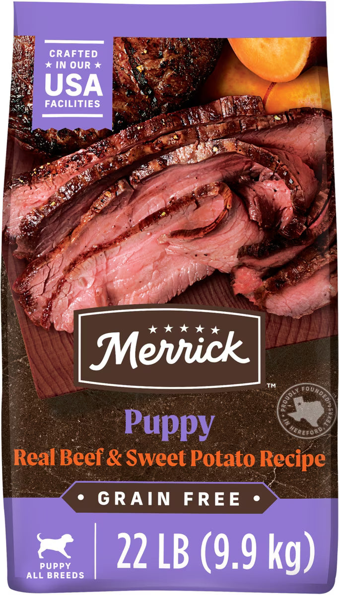 Merrick Grain-Free Dry Puppy Food Real Beef & Sweet Potato Recipe 22lb