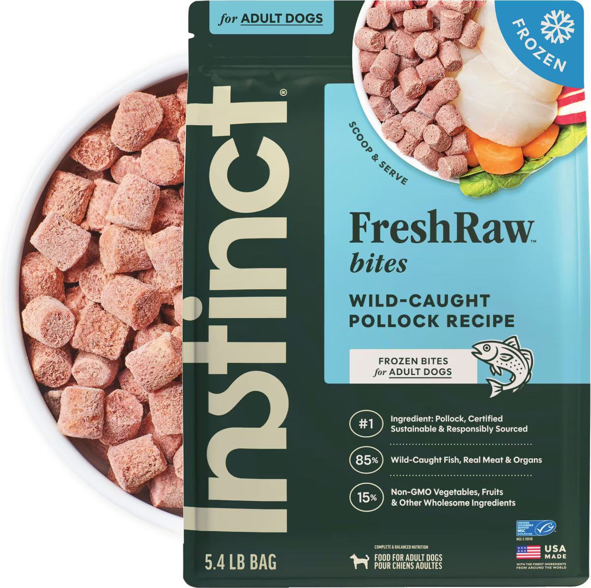 Instinct FreshRaw Bites Wild-Caught Pollock Recipe Dog Food 5.4 lbs