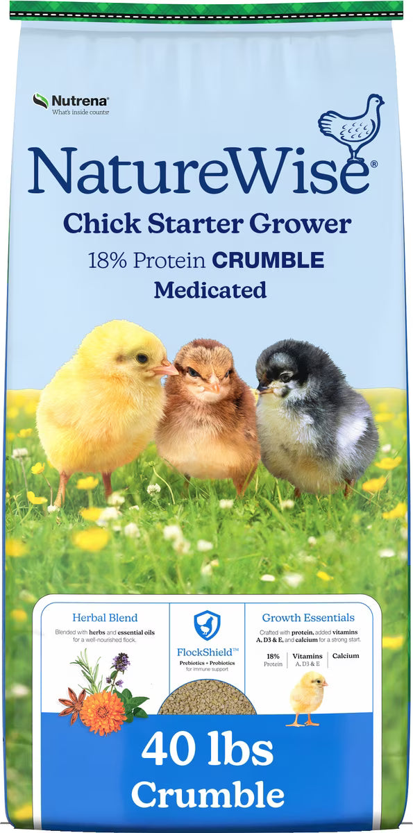 Nutrena NatureWise Chick Starter-Grower Medicated 18% Crumble 40lb