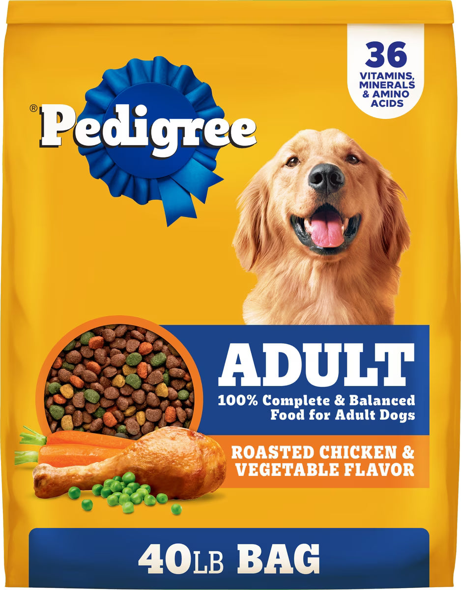 Pedigree Roasted Chicken, Grain and Vegetable Flavor Adult Dry Dog Food - 44lbs