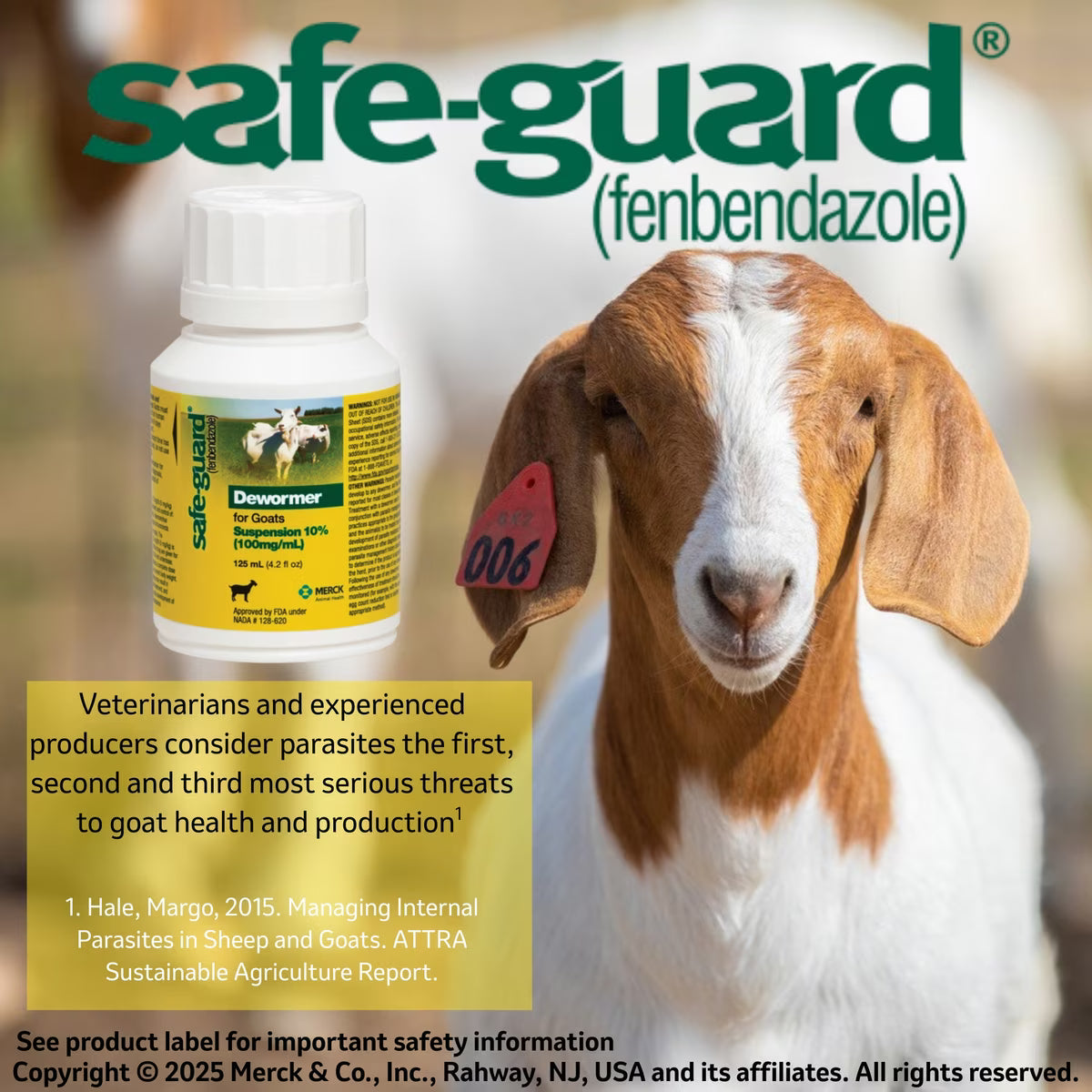 Safe-Guard Goat Dewormer Suspension for Goats 125ml