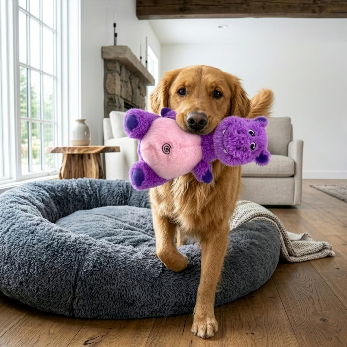 Kong Knots Belly Hippo Tough Plush Dog Toy Medium