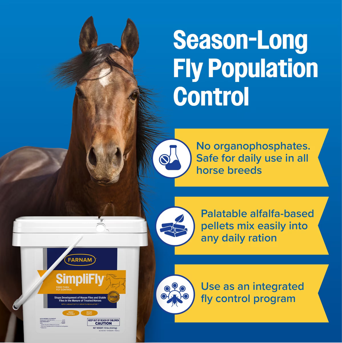 Farnam SimpliFly Feed-Thru Fly Control Horse Supplement Pellets 10lb