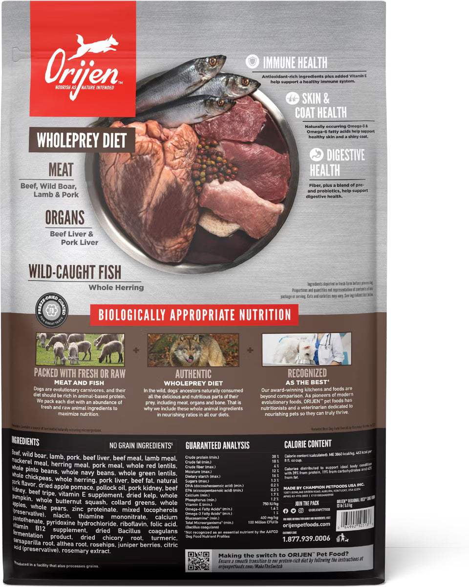 Orijen Regional Red Grain-Free Dry Dog Food 4.5lb