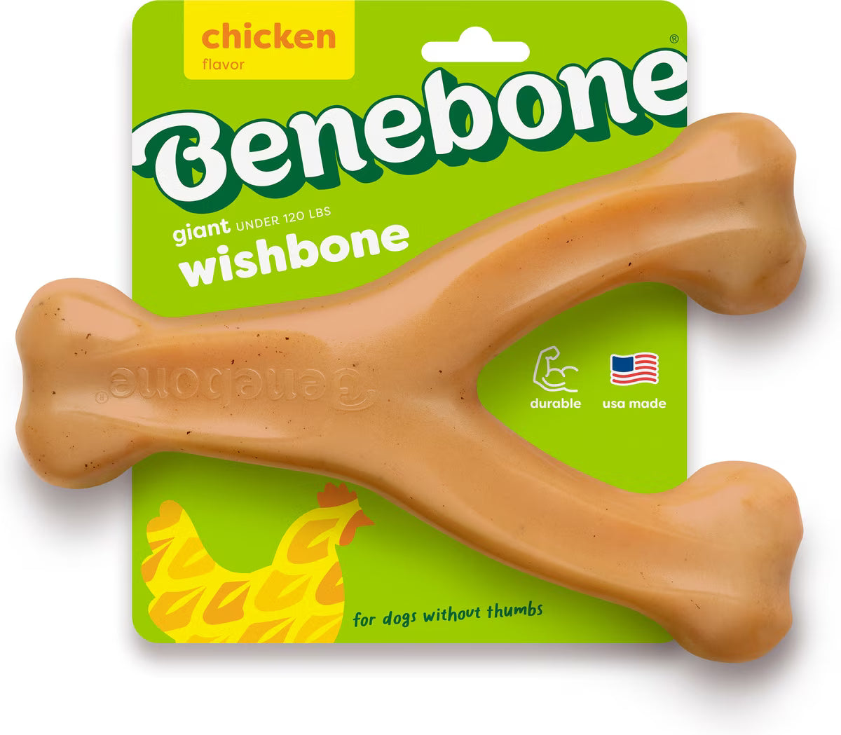 Benebone Wishbone Chicken Flavored Durable Dog Chew Toy Large