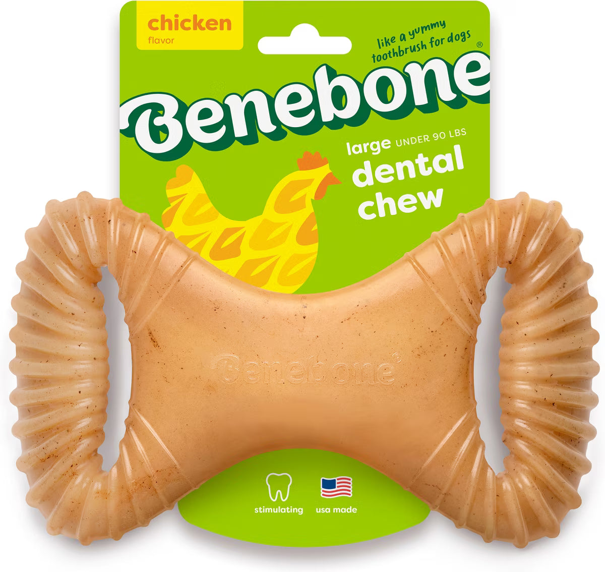Benebone Dental Chicken Flavored Durable Dog Chew Toy Large