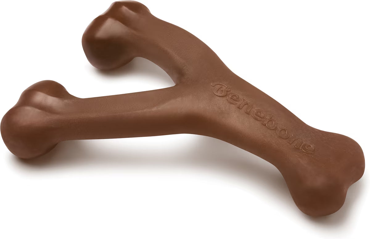 Benebone Wishbone Peanut Butter Flavored Durable Dog Chew Toy Large