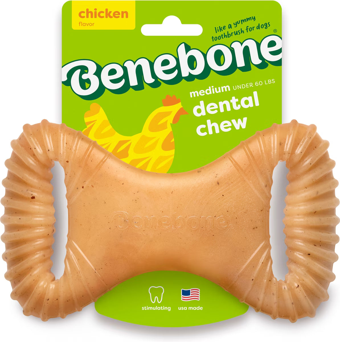 Benebone Dental Chicken Flavored Durable Dog Chew Medium