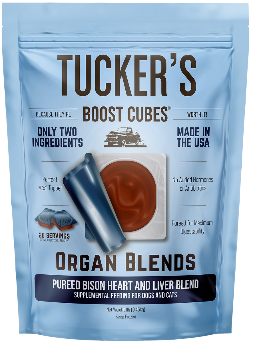 TUCKERS FROZEN RAW BOOST CUBES PUREED BISON HEART AND LIVER BLEND 1 LB