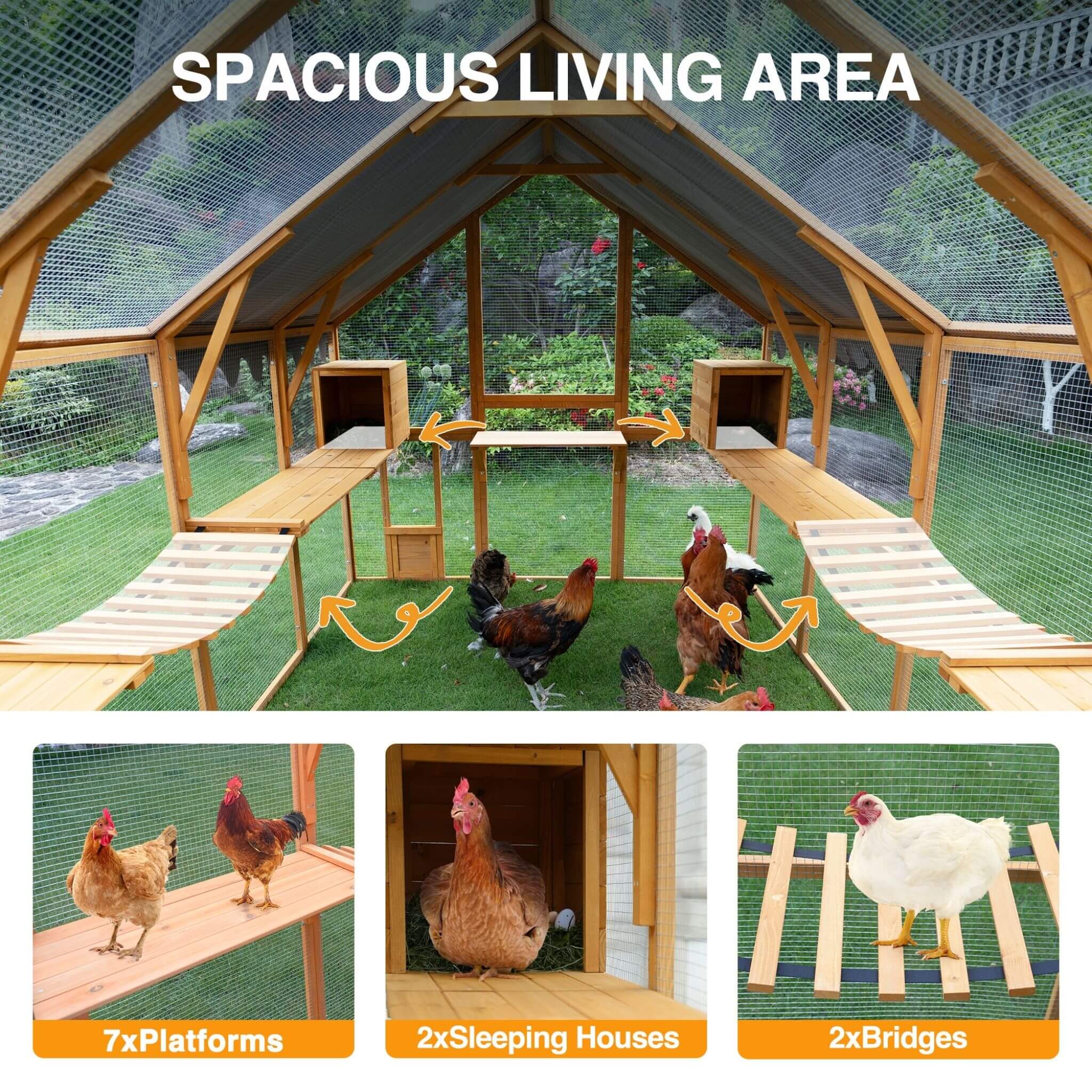 110-Inch Large Outdoor Kitten Playpen Chicken Coop With Waterproof Cover