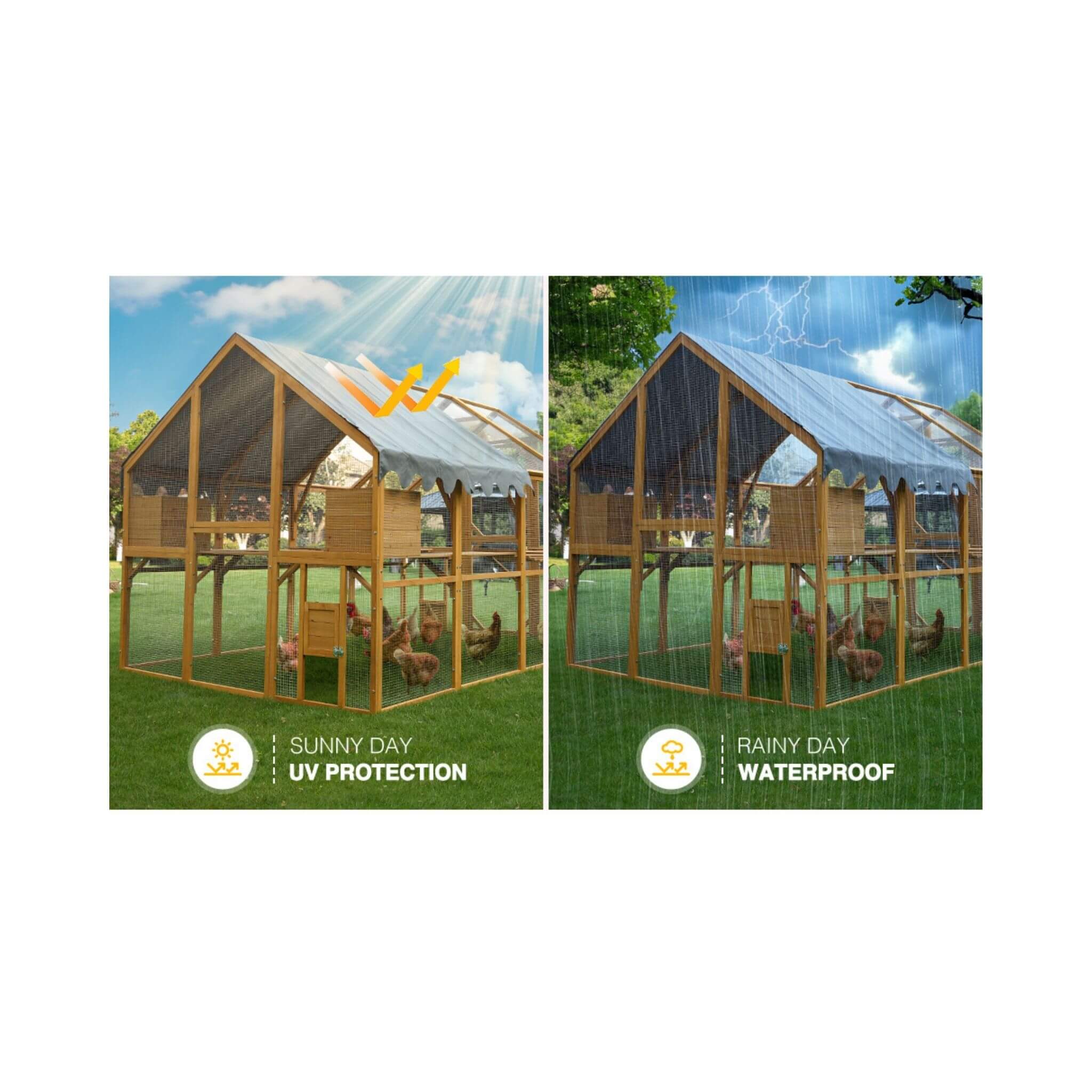 110-Inch Large Outdoor Kitten Playpen Chicken Coop With Waterproof Cover