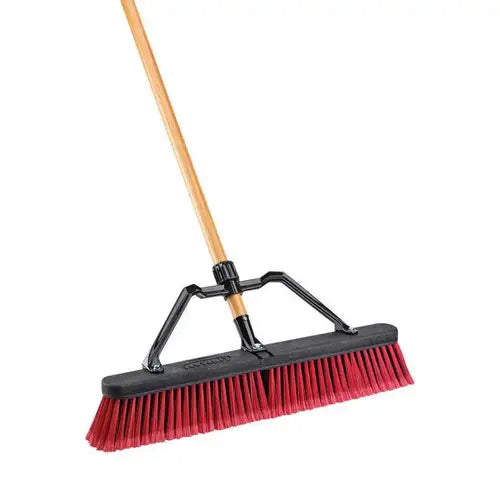 Libman 24 in. Multi-Surface Industrial Push Broom with Brace and Handle Red