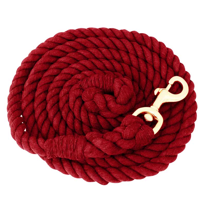 Cotton Lead Rope 3/4" x 10', Brass Plated Bolt Snap